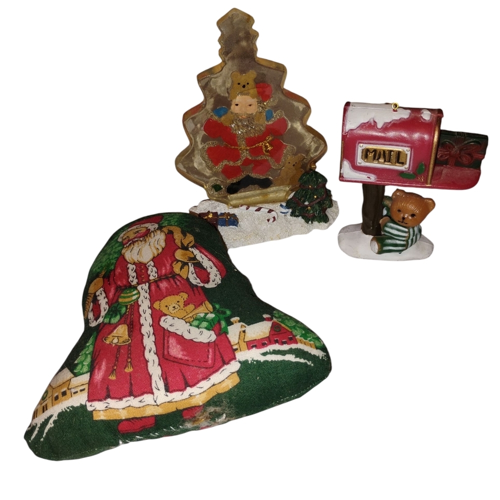 Vintage Festive Holiday Decor Set with Santa and Mailbox